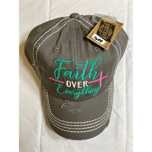 KBETHOS Baseball Cap Womens OS Gray NWT Faith Over Everything Distressed Hat